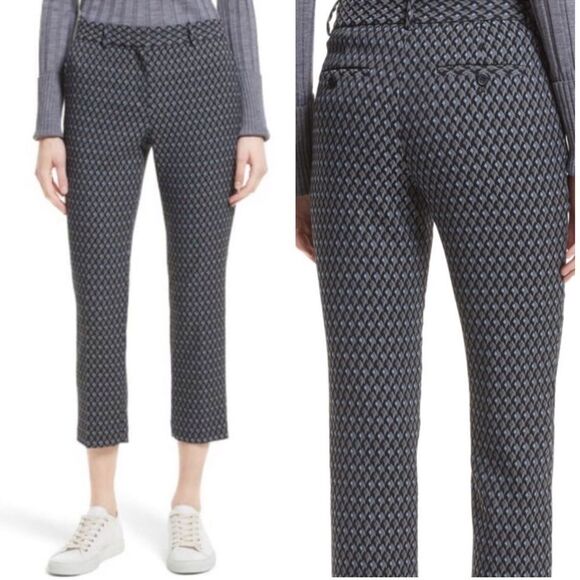 Theory Treeca 2 Dimensional Jacquard Slim Fit Cropped Trouser Pants Size 10 - Picture 1 of 15